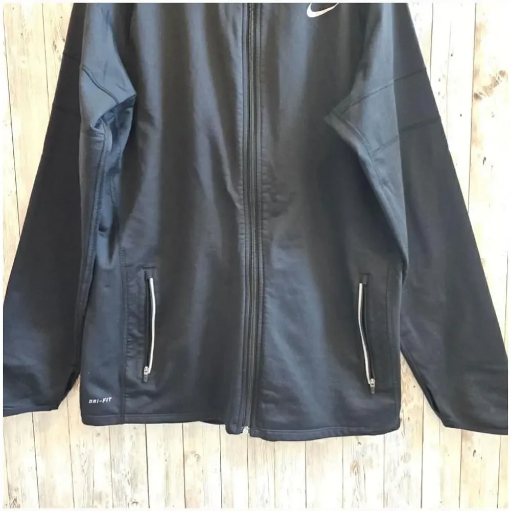 Nike Mens Size L Black Long Sleeve Full Zip Athletic Sweatshirt Hoodie Jacket